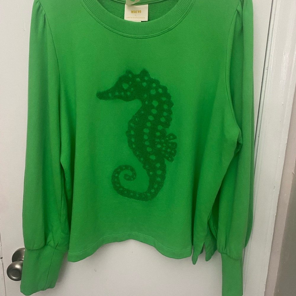 💚🐚 Maeve Seahorse Tufted Sweatshirt 🐚🩵 - Picture 7 of 14